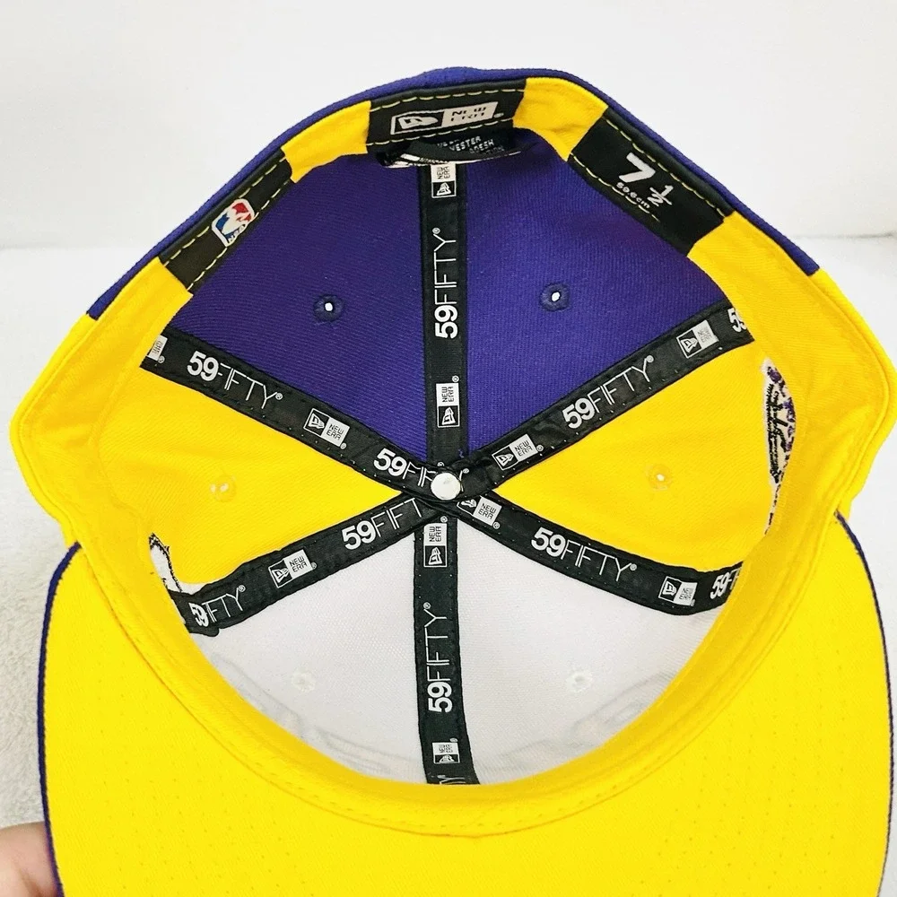 Los Angeles Lakers New Era Pinwheel Wordmark 59FIFTY Fitted Hat‎ Cap 7 1/2 NBA